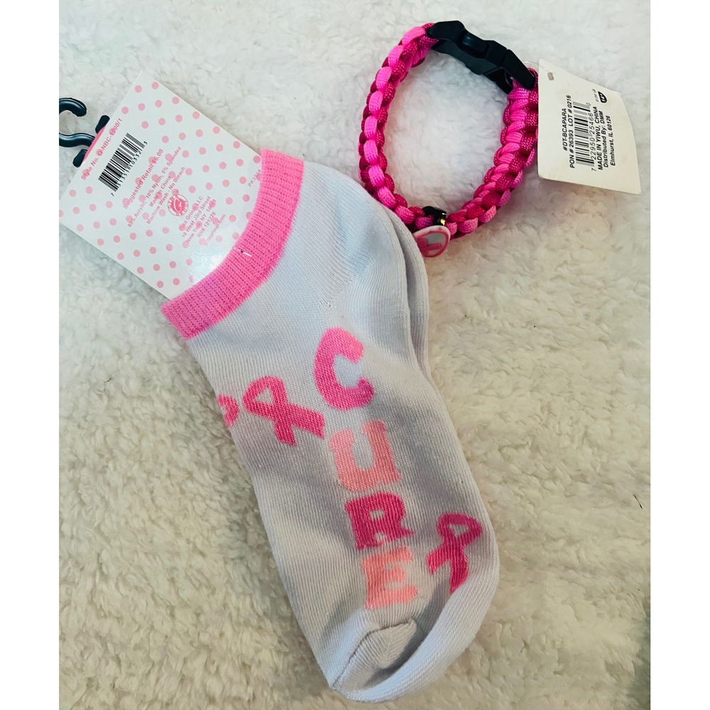 National Breast Cancer Foundation Socks & Pink Power Paracord Bracelet Set